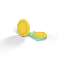 A clay coin and a banknote