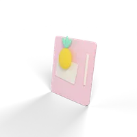 A clay magnet on a fridge door