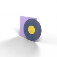 A clay vinyl record with its sleeve behind it